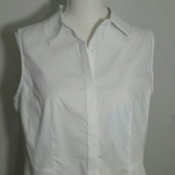 Tahari Tops - New White button-down collared tunic Tahari 12 Tahari Tops - New White button-down collared tunic Tahari 12